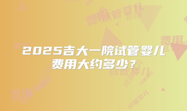 2025吉大一院试管婴儿费用大约多少？