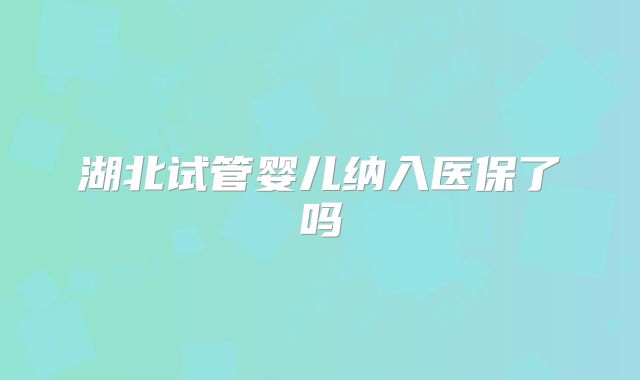 湖北试管婴儿纳入医保了吗