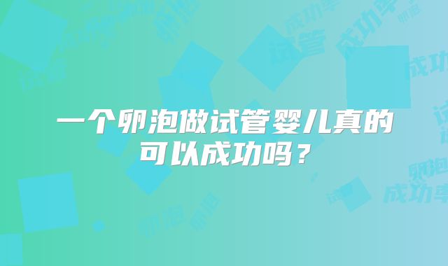 一个卵泡做试管婴儿真的可以成功吗?