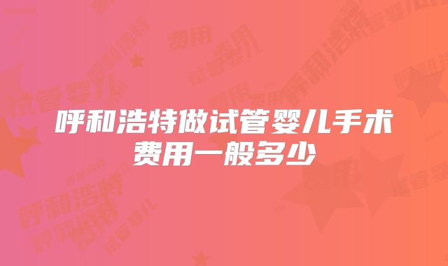 呼和浩特做试管婴儿手术费用一般多少