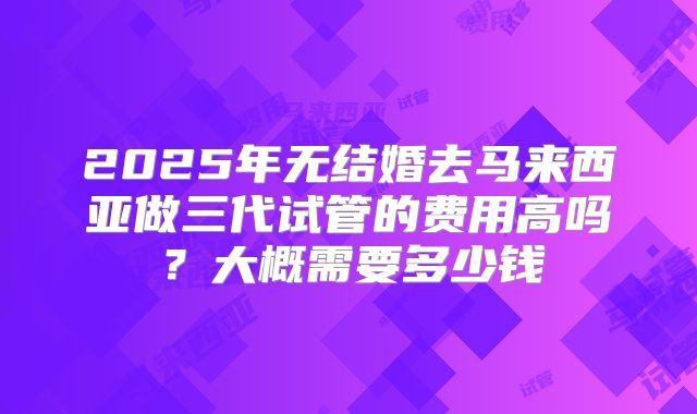 2025年无结婚去马来西亚做三代试管的费用高吗？大概需要多少钱