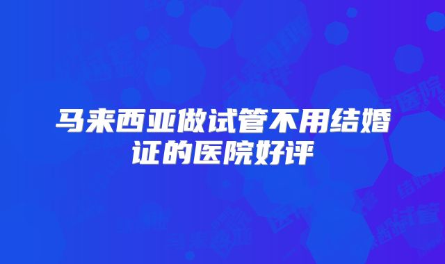 马来西亚做试管不用结婚证的医院好评
