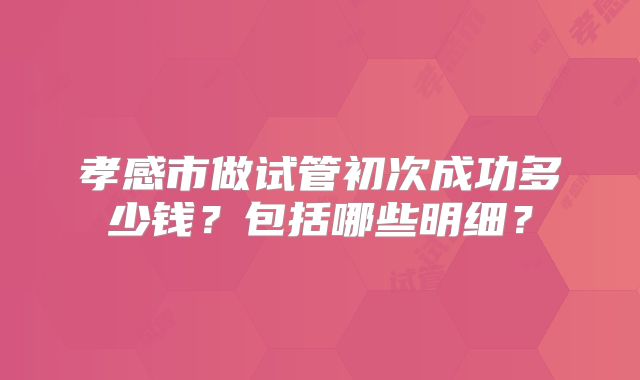 孝感市做试管初次成功多少钱？包括哪些明细？