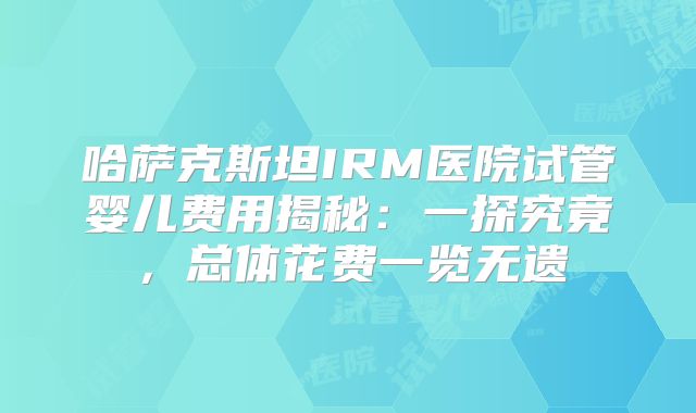 哈萨克斯坦IRM医院试管婴儿费用揭秘：一探究竟，总体花费一览无遗