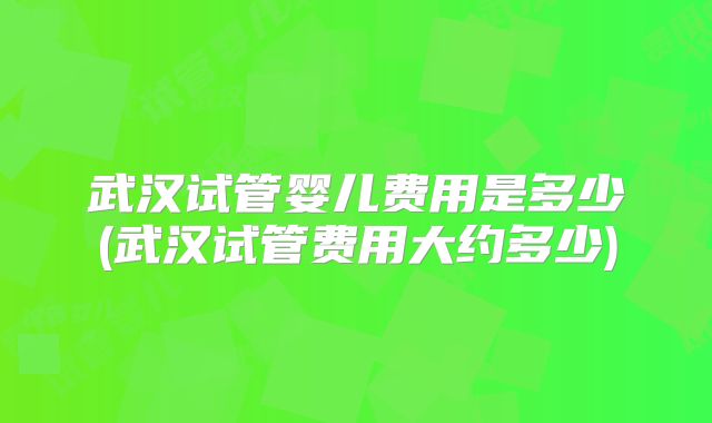 武汉试管婴儿费用是多少(武汉试管费用大约多少)