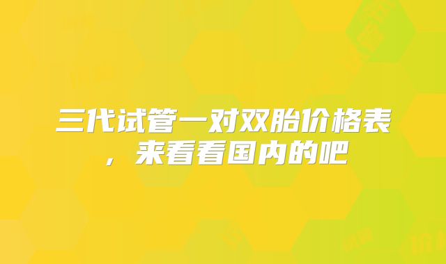 三代试管一对双胎价格表,来看看国内的吧