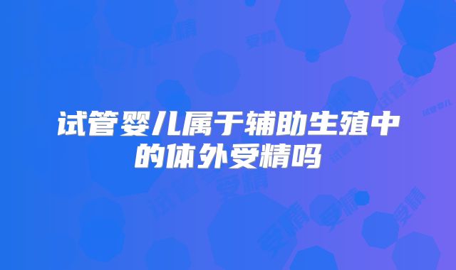 试管婴儿属于辅助生殖中的体外受精吗