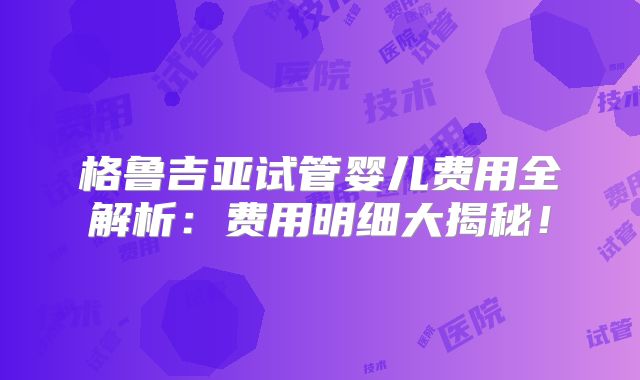 格鲁吉亚试管婴儿费用全解析：费用明细大揭秘！