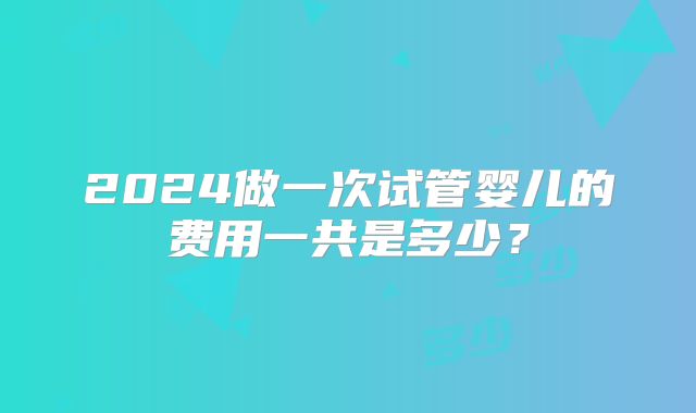 2024做一次试管婴儿的费用一共是多少?
