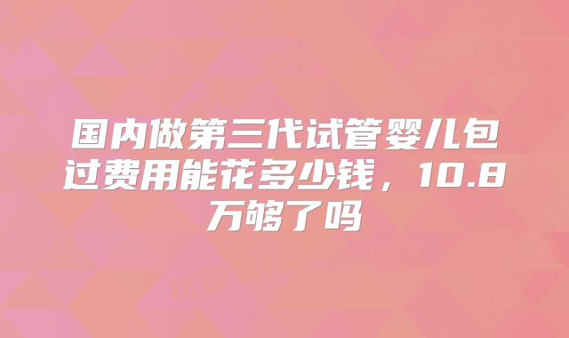 国内做第三代试管婴儿包过费用能花多少钱，10.8万够了吗