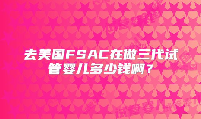 去美国FSAC在做三代试管婴儿多少钱啊?