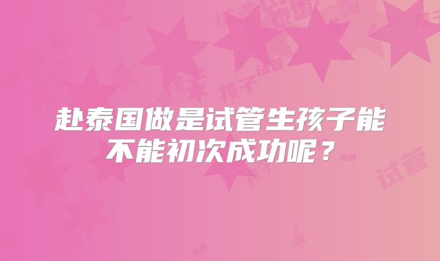 赴泰国做是试管生孩子能不能初次成功呢?