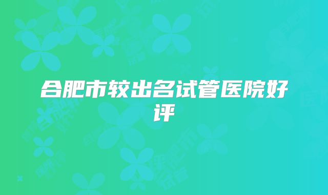 合肥市较出名试管医院好评
