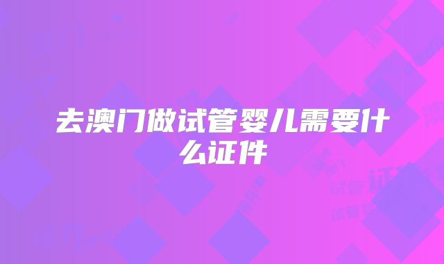 去澳门做试管婴儿需要什么证件