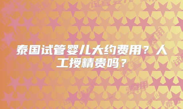 泰国试管婴儿大约费用？人工授精贵吗？
