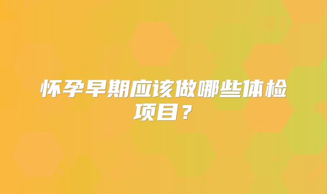 怀孕早期应该做哪些体检项目?