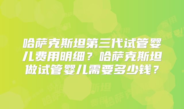 哈萨克斯坦第三代试管婴儿费用明细？哈萨克斯坦做试管婴儿需要多少钱？