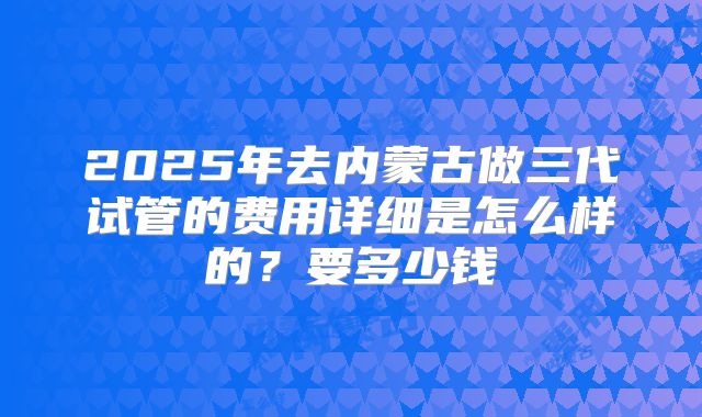2025年去内蒙古做三代试管的费用详细是怎么样的?要多少钱