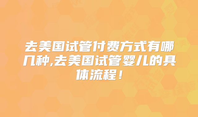 去美国试管付费方式有哪几种,去美国试管婴儿的具体流程！