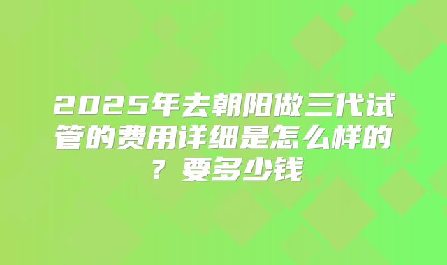 2025年去朝阳做三代试管的费用详细是怎么样的？要多少钱