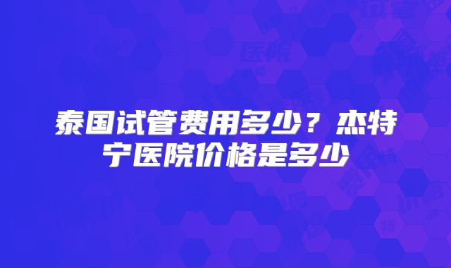 泰国试管费用多少？杰特宁医院价格是多少