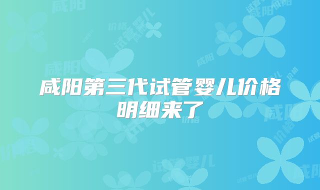 咸阳第三代试管婴儿价格明细来了