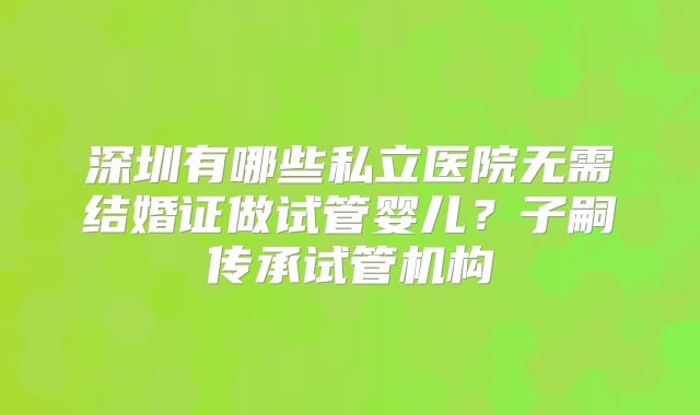深圳有哪些私立医院无需结婚证做试管婴儿？子嗣传承试管机构