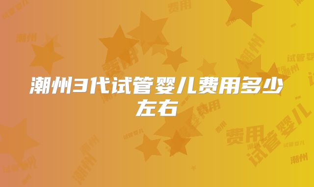 潮州3代试管婴儿费用多少左右