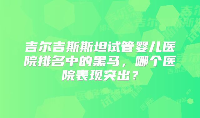 吉尔吉斯斯坦试管婴儿医院排名中的黑马,哪个医院表现突出?