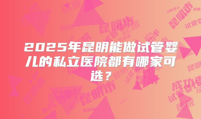 2025年昆明能做试管婴儿的私立医院都有哪家可选？