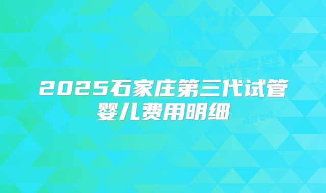 2025石家庄第三代试管婴儿费用明细