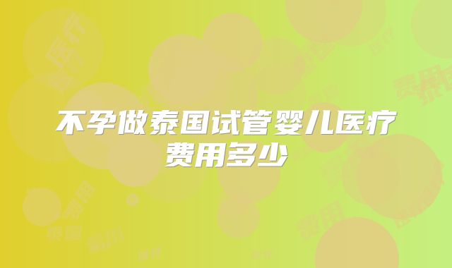 不孕做泰国试管婴儿医疗费用多少