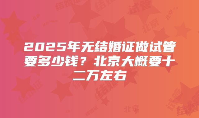 2025年无结婚证做试管要多少钱?北京大概要十二万左右