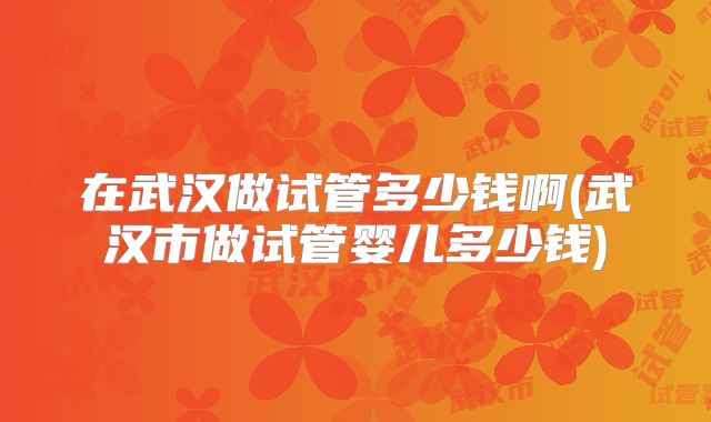 在武汉做试管多少钱啊(武汉市做试管婴儿多少钱)