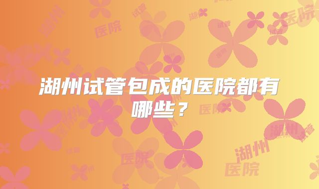 湖州试管包成的医院都有哪些？