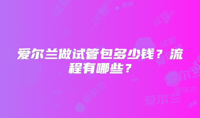 爱尔兰做试管包多少钱？流程有哪些？