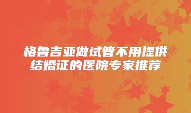 格鲁吉亚做试管不用提供结婚证的医院专家推荐
