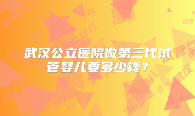 武汉公立医院做第三代试管婴儿要多少钱？
