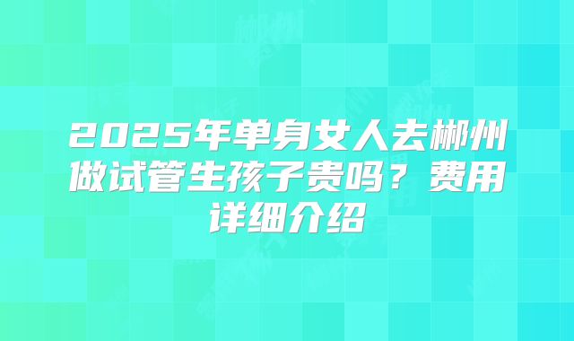 2025年单身女人去郴州做试管生孩子贵吗?费用详细介绍
