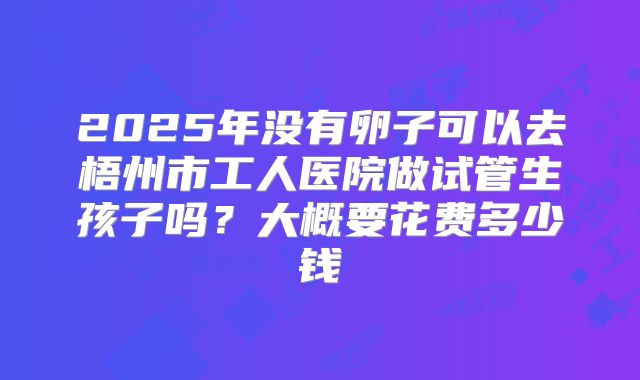 2025年没有卵子可以去梧州市工人医院做试管生孩子吗？大概要花费多少钱