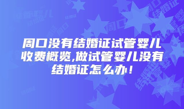 周口没有结婚证试管婴儿收费概览,做试管婴儿没有结婚证怎么办！