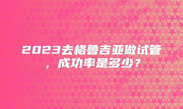 2023去格鲁吉亚做试管,成功率是多少?