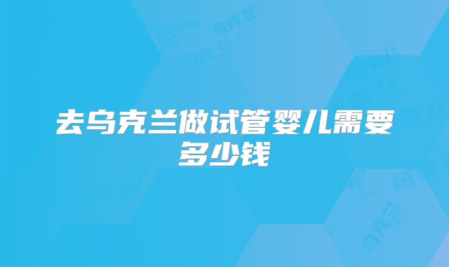 去乌克兰做试管婴儿需要多少钱