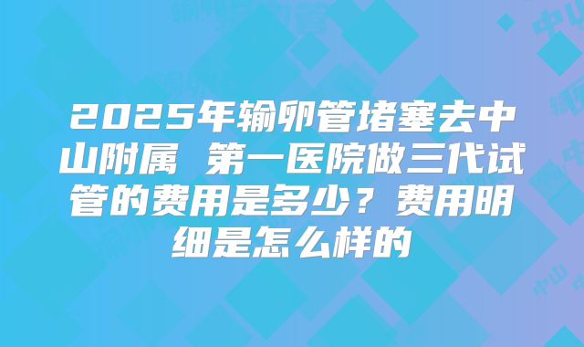 2025年输卵管堵塞去中山附属 第一医院做三代试管的费用是多少？费用明细是怎么样的