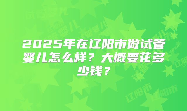 2025年在辽阳市做试管婴儿怎么样？大概要花多少钱？