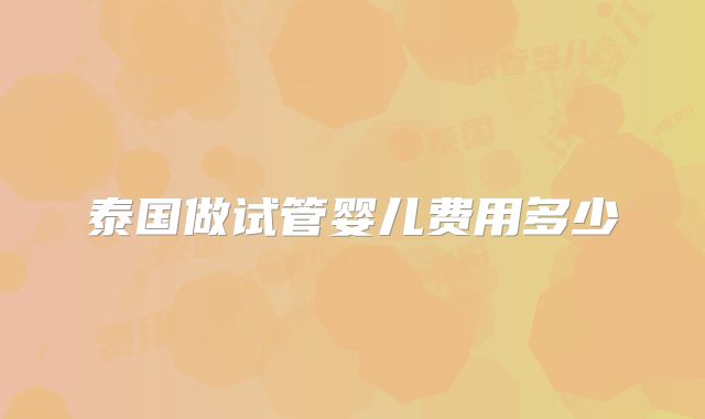 泰国做试管婴儿费用多少