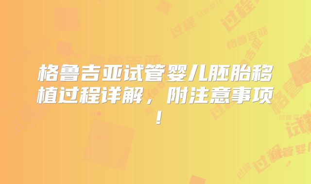 格鲁吉亚试管婴儿胚胎移植过程详解,附注意事项!