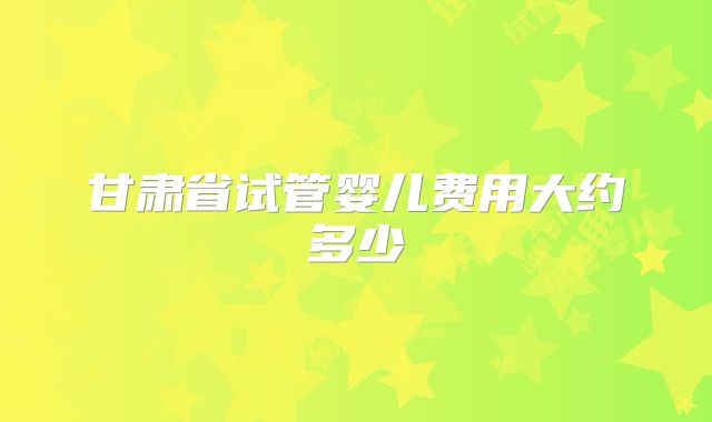 甘肃省试管婴儿费用大约多少