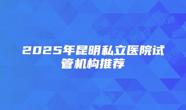 2025年昆明私立医院试管机构推荐