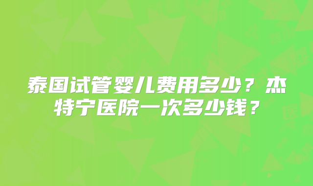 泰国试管婴儿费用多少?杰特宁医院一次多少钱?